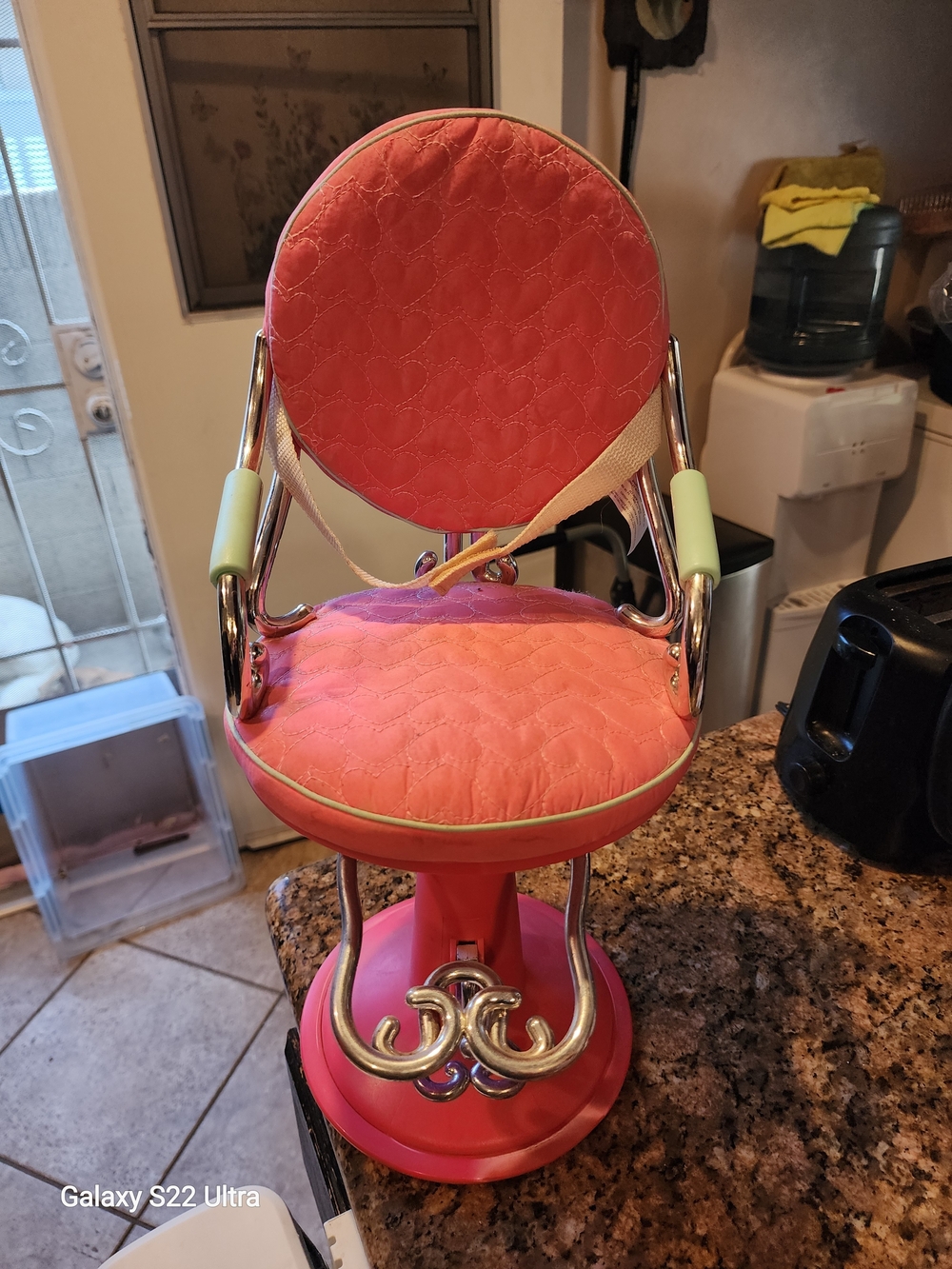 Pink Doll Vanity Chair with Chrome Accents